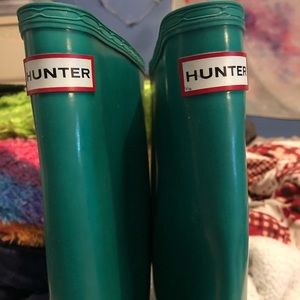 Jade green Hunter rain boots